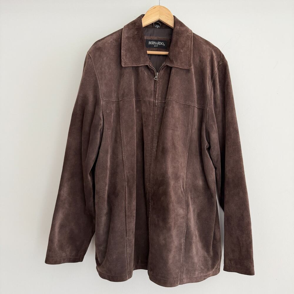 Vintage Bernardo‎ Suede Leather Jacket Mens Large Brown Shacket Western Ranch